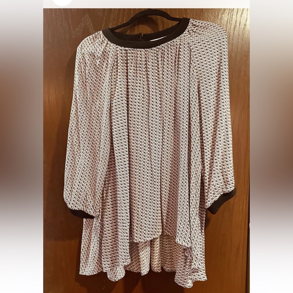 DR2 Multi print top tunic Rayon 3/4 sleeve pink, grey, black